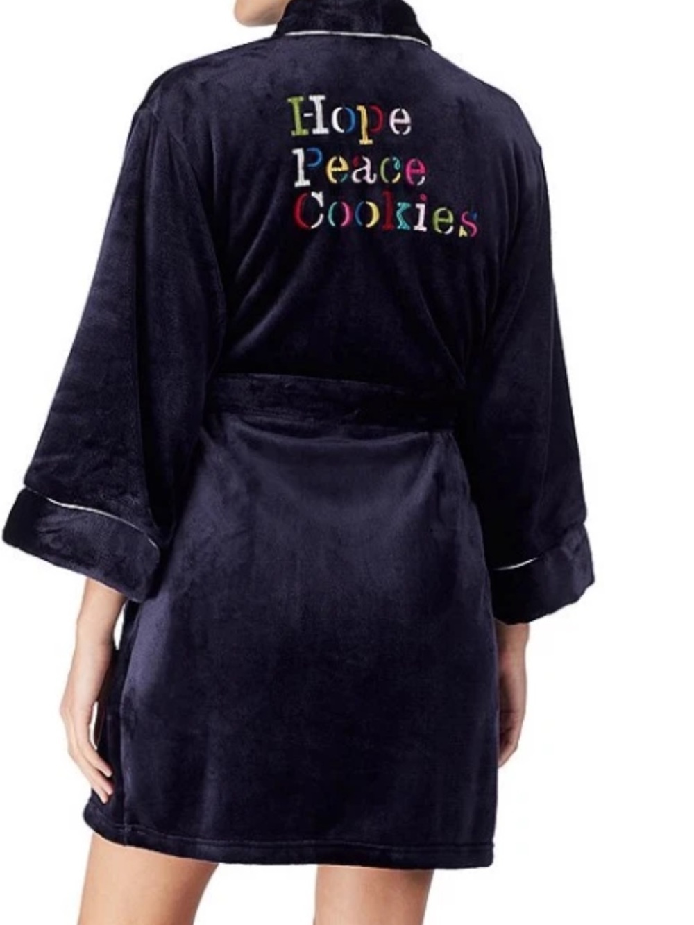 Kate Spade Blue Short Robe Hope Peace Cookies  XS/S
